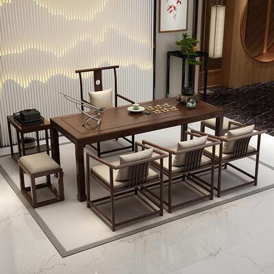 中式全FVW实木茶桌公办室接室待会客功夫新泡茶桌家用卧客厅茶桌