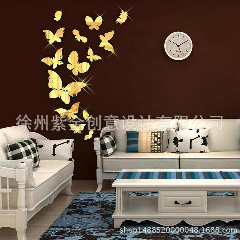 镜面蝴蝶亚克力立体墙贴开关贴儿童房床头幼儿园背景贴饰M61