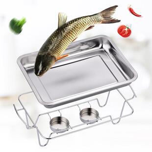 不锈钢酒精烤鱼板炉架酒店商业干锅鱼头小龙虾加热炉方托盘架