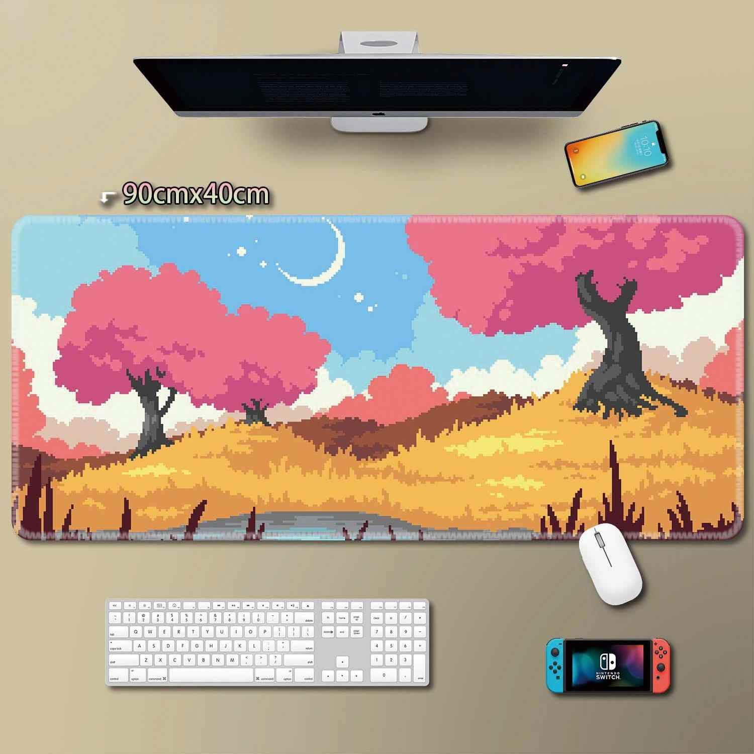 像素风景鼠标垫卡通动漫简ins约风文艺女生笔记本电脑键盘桌垫爱