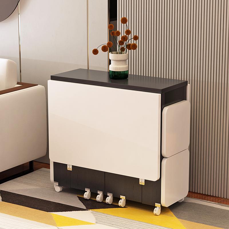 家用折叠餐桌可移动伸缩长方形简易小户型多功能桌椅组合吃饭桌子