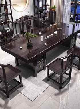 套高档茶桌实木大板椅茶桌组合茶桌一体一整用BGH茶几办公泡家茶