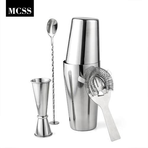 波士顿摇酒壶摇酒器不锈钢调酒器套装雪克壶杯鸡尾酒吧两段式摇壶