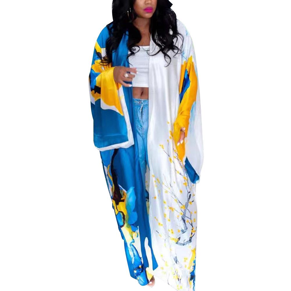 Fashion womens casual kimono silk multi-jacket windbreaker