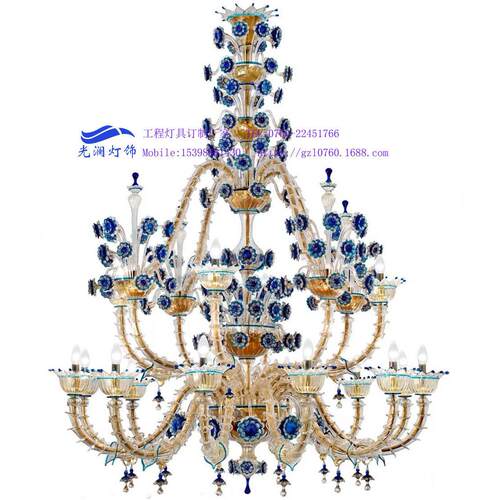 创意手工玻璃小法式吊灯 酒店大堂别墅会所led 大型非标工程灯具