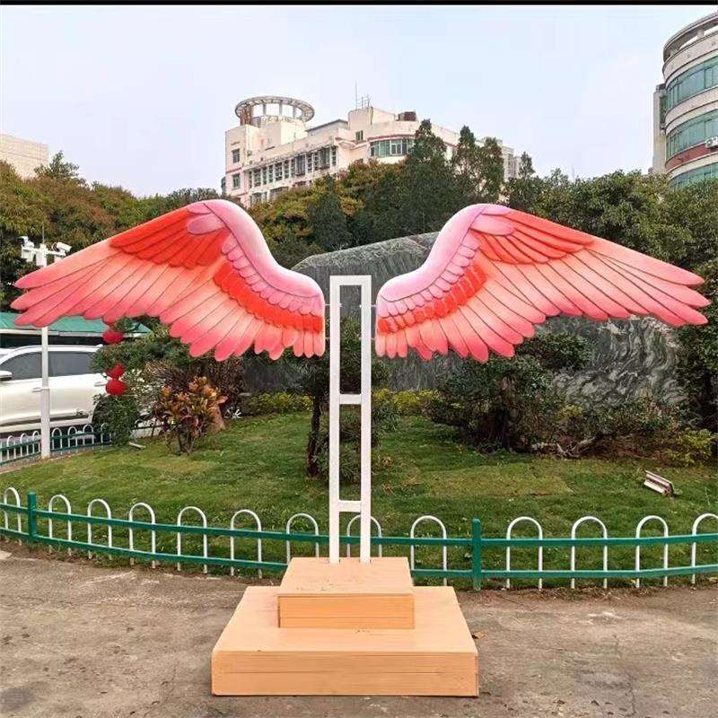 室外网红创意户外玻璃钢超大翅膀雕塑设计拍照广场装饰道具抽象