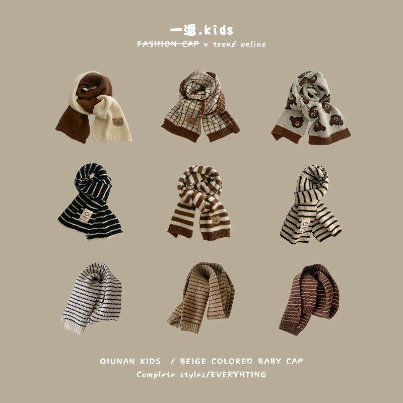 儿童围脖护颈新款针织围巾秋冬卡通毛线加厚宝宝百搭保暖男孩女童