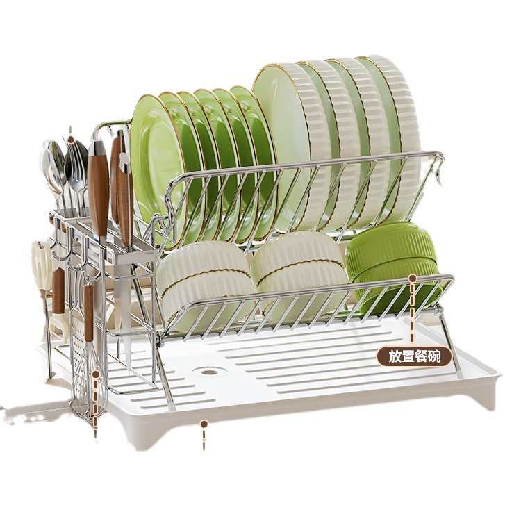 2024新款排水碗架厨房沥水碗筷架碗盘置物架不锈钢碗碟餐具收纳架