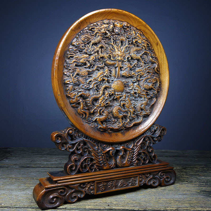 古玩杂做旧仿古花梨木屏风新中式客厅书房摆件工艺品新品收藏