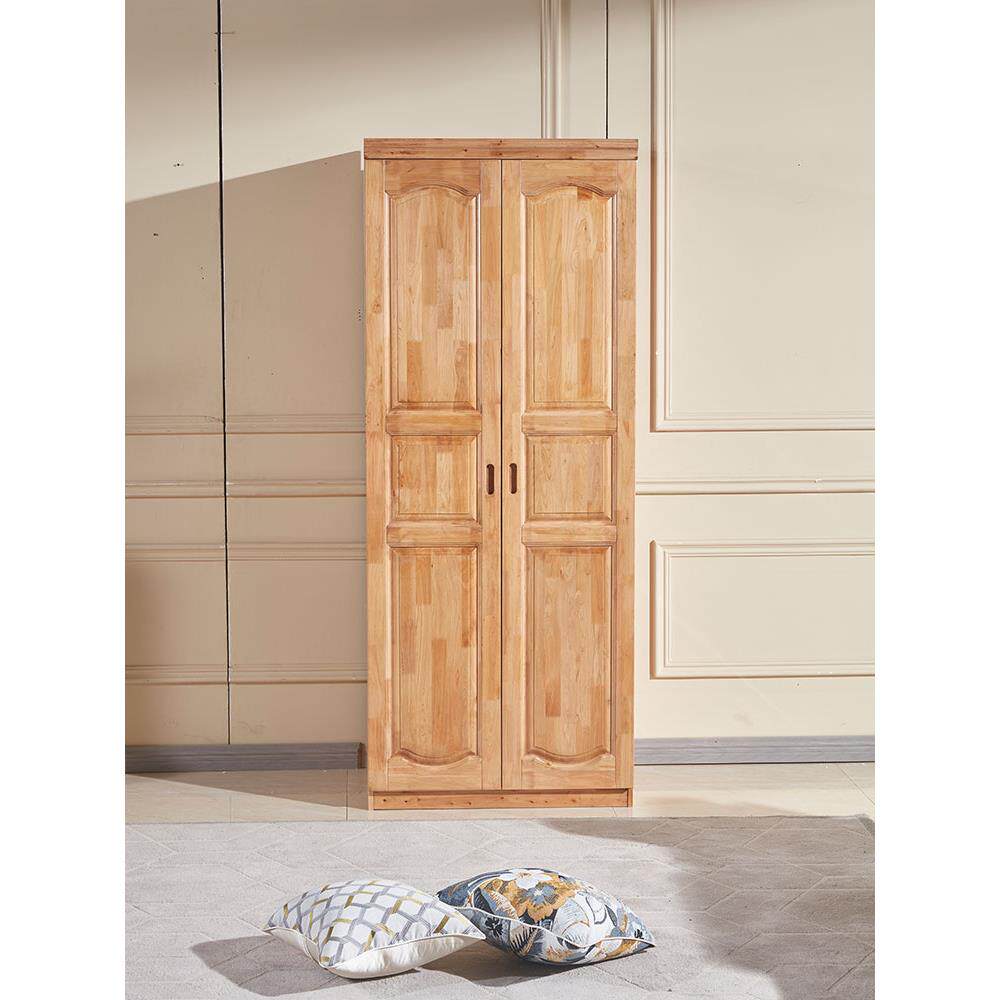 柏木衣柜两门全实木现代中式木质简约儿童储物衣橱卧室平开 门柜