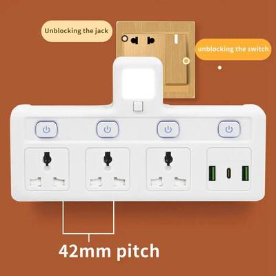 EU US UK Plug Universal Outlet Power Strip Multitap AC Separ