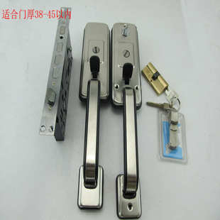 老式按压门把锁铝合金门对开门不锈钢门锁按压门把手大门拉手