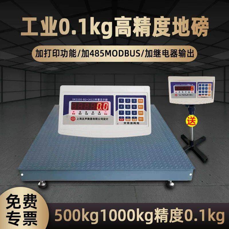 上海友声电子地磅秤1吨0.1kg地磅称500kg0.1kg高精度工业地磅称
