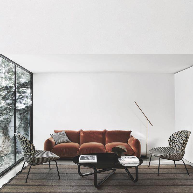 客厅双人组合沙发现代简约北欧风格米白布艺三人位套装设计师家具