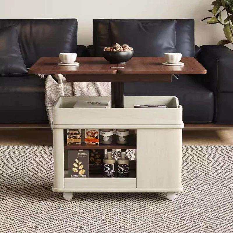 移动折叠茶几升降实木边几小户型客厅家用胡桃木沙发边几带轮推车
