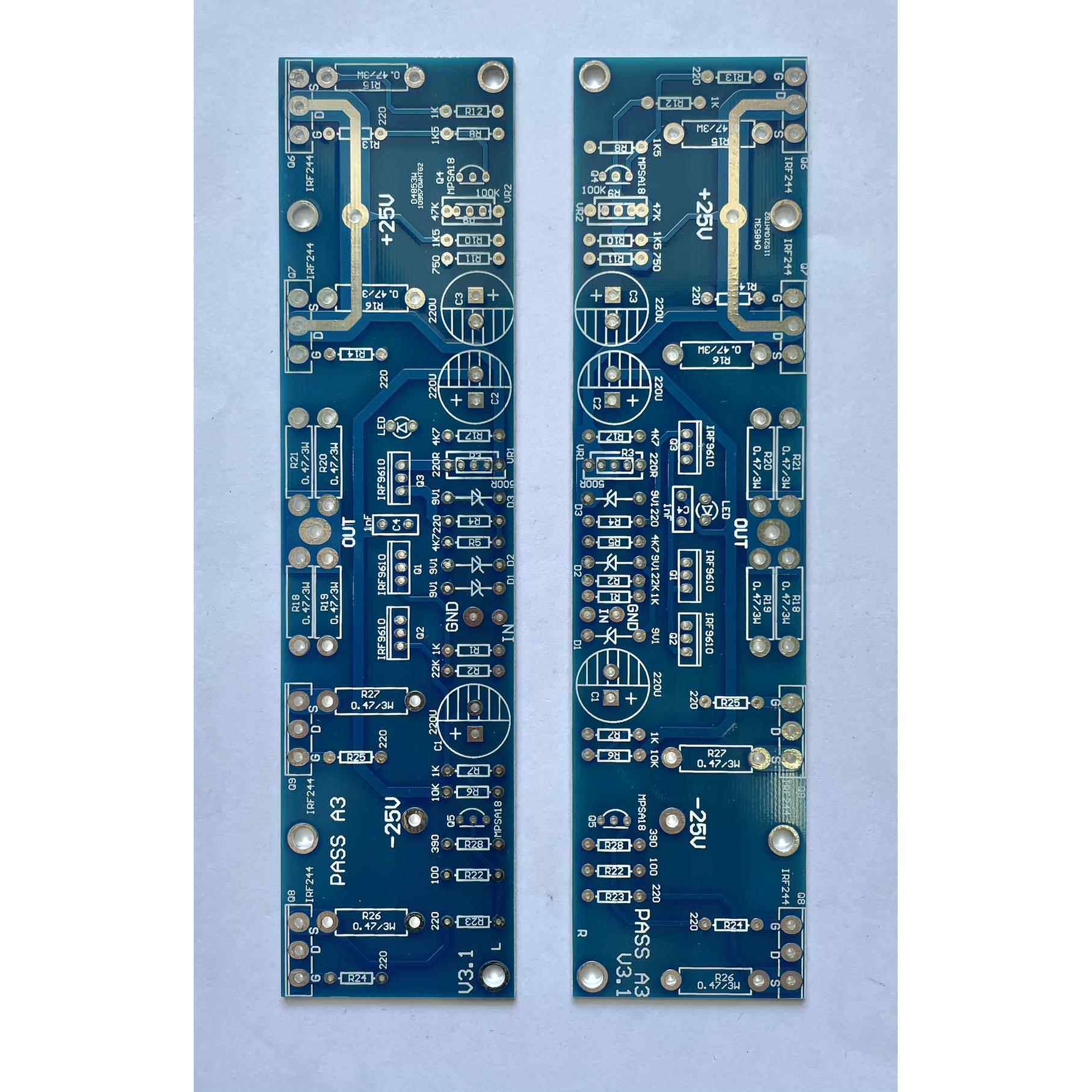 Pass A3功放板30W 单端甲类 镜像板 胆味暖声 PCB 空板 一对价