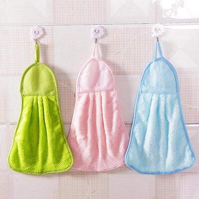 Home-use Absorbent Coral Fleece Hand Towel, Kitchen Hanging