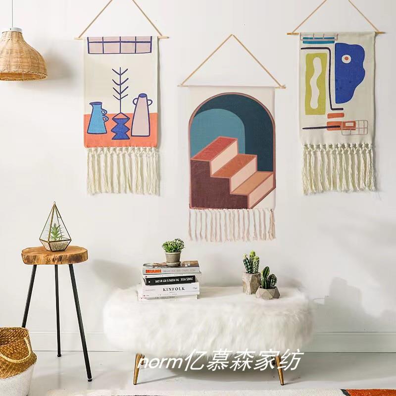 北欧手工编织流苏挂毯波西米亚 装饰挂画布艺背景卧室民宿墙挂件图片