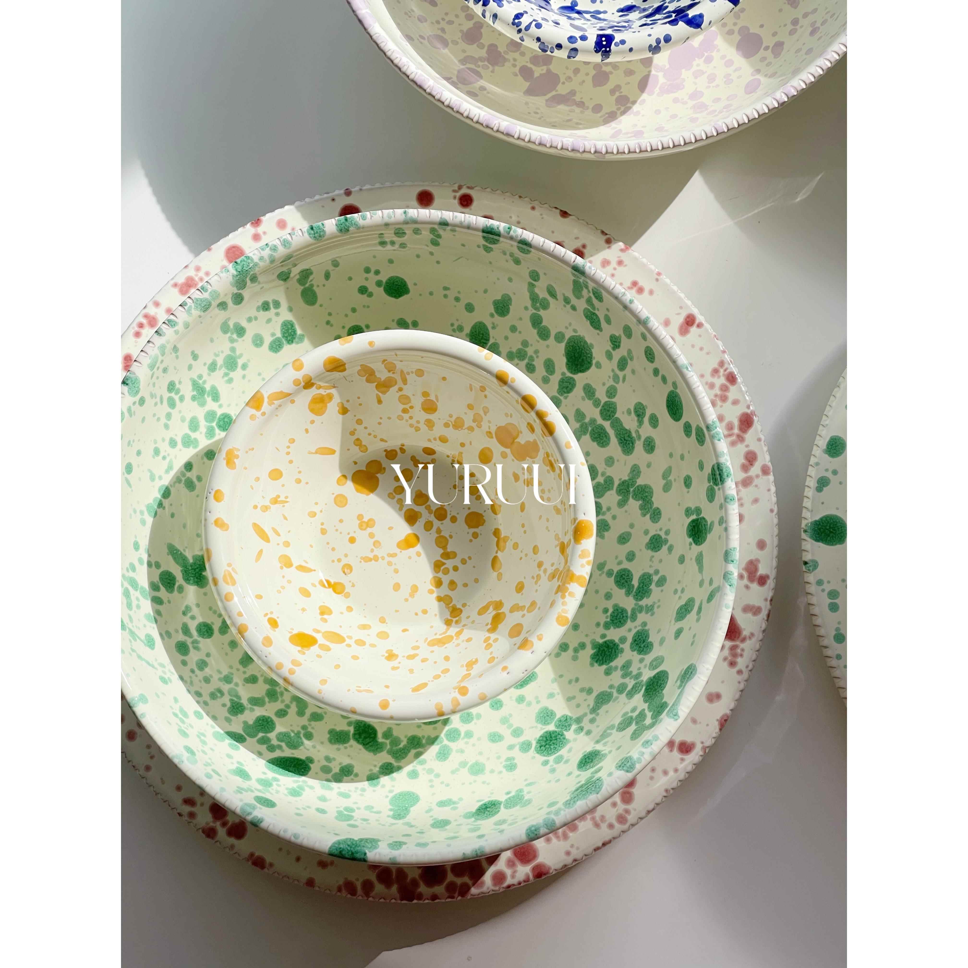 [YURUUI设计师]英国进口小众 彩色泼墨陶瓷家用餐盘意面碗酸奶碗