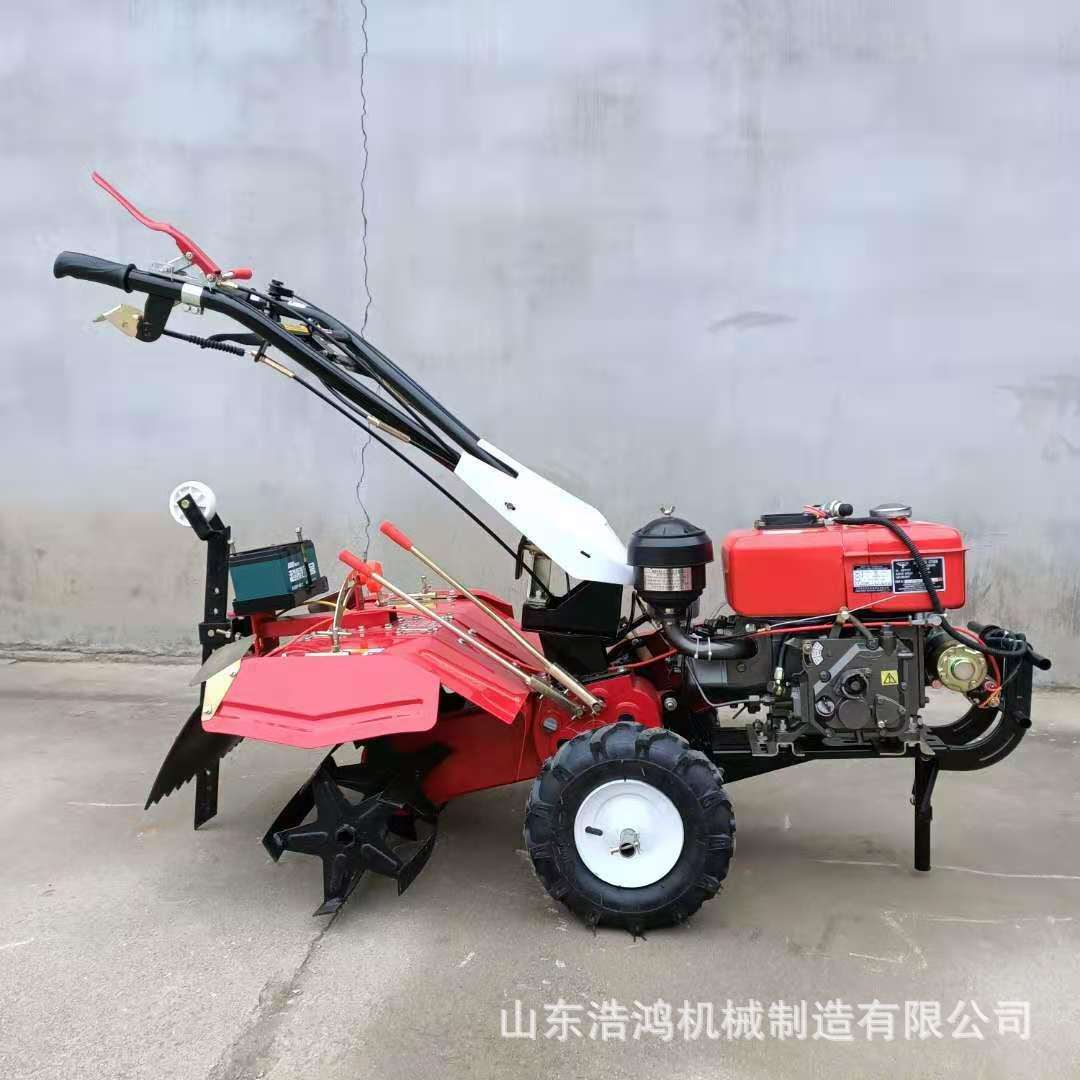 手扶小型微耕机 水冷柴油10马力耕地机 四驱多功能手扶旋耕机