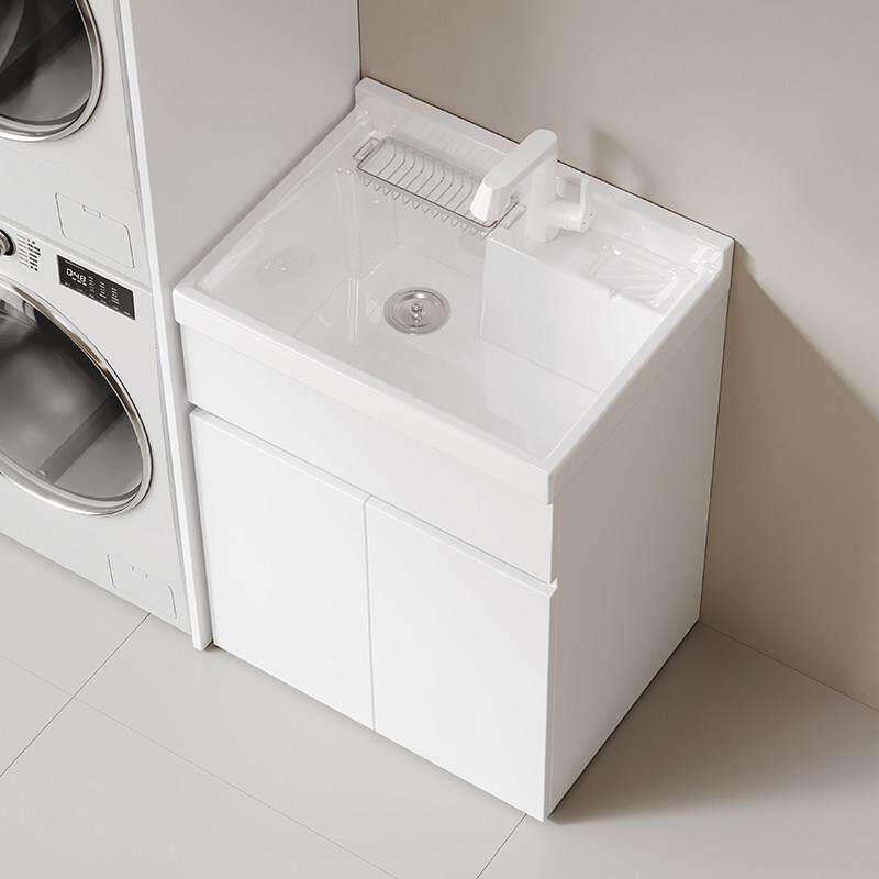 阳台蜂窝铝洗衣柜小户型落地柜加深陶瓷一体洗手盆带搓板洗衣池槽