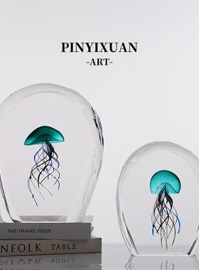 品一轩水母琉璃摆件简约高级感琉璃客厅玄关桌面商业空间送礼摆件