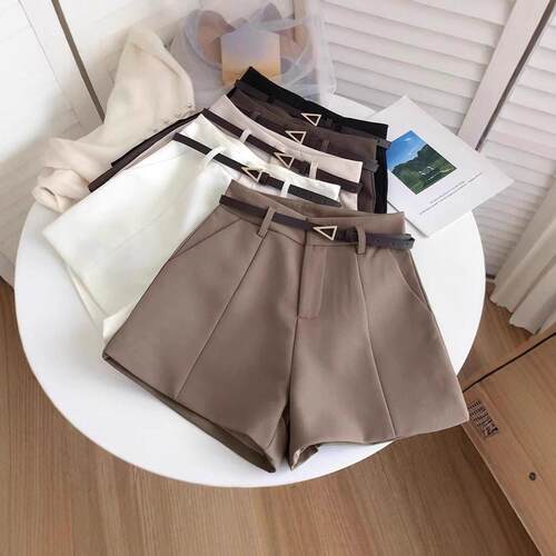 Womens Summer High Waist Shorts Set 3Piece Fashionable