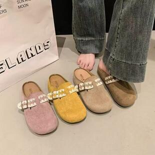 内增高皮带扣勃肯拖鞋女2026春款舒适百搭懒人一脚蹬包头半拖定制