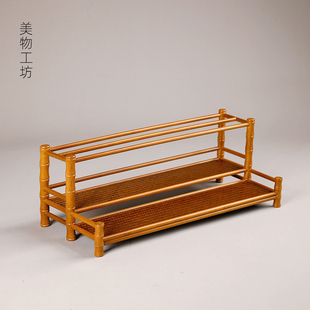 双层茶杯架茶壶紫砂盖碗架子展示置物托博古架桌面茶具收纳 中式