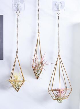 创意ins简约家用阳台水培植物悬挂铁架 客厅装饰铁艺链条金属支架