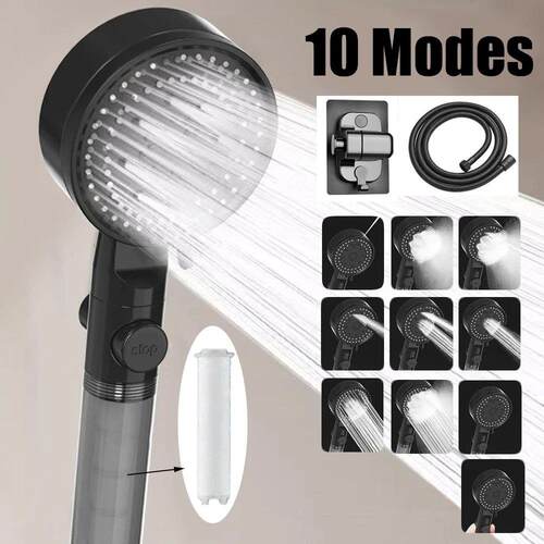 10 Spray Filtered Shower Head High-Pressure Handheld Water S