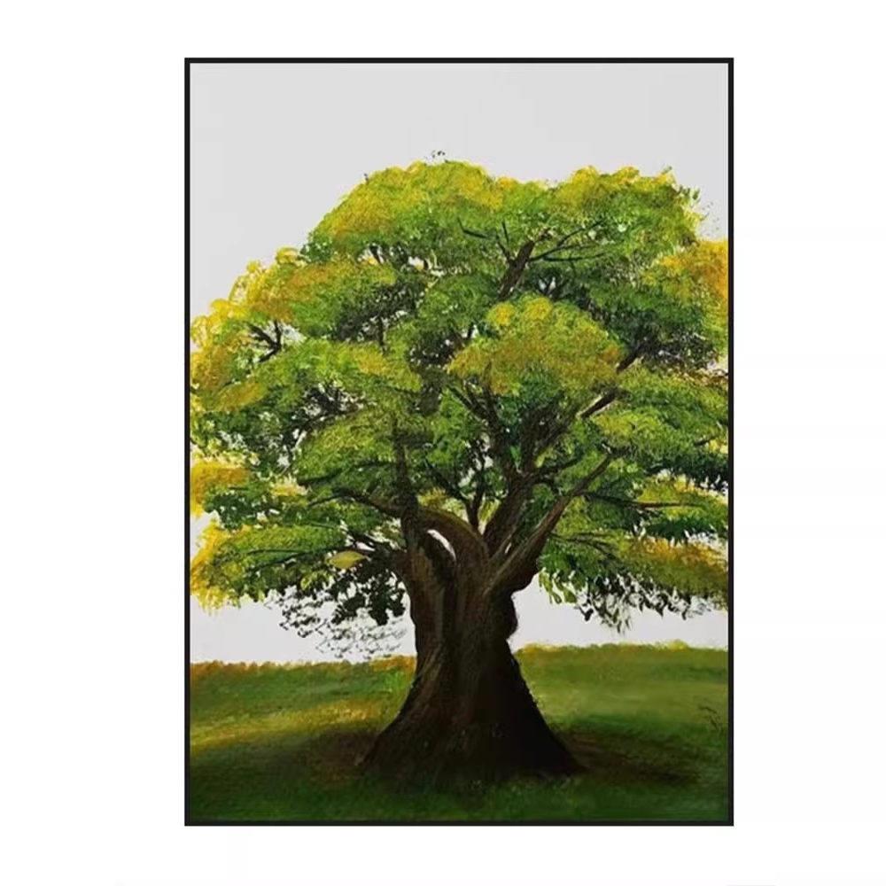 发财树客厅装饰画简约大气绿色植物大树壁画走廊过道尽头玄关挂画