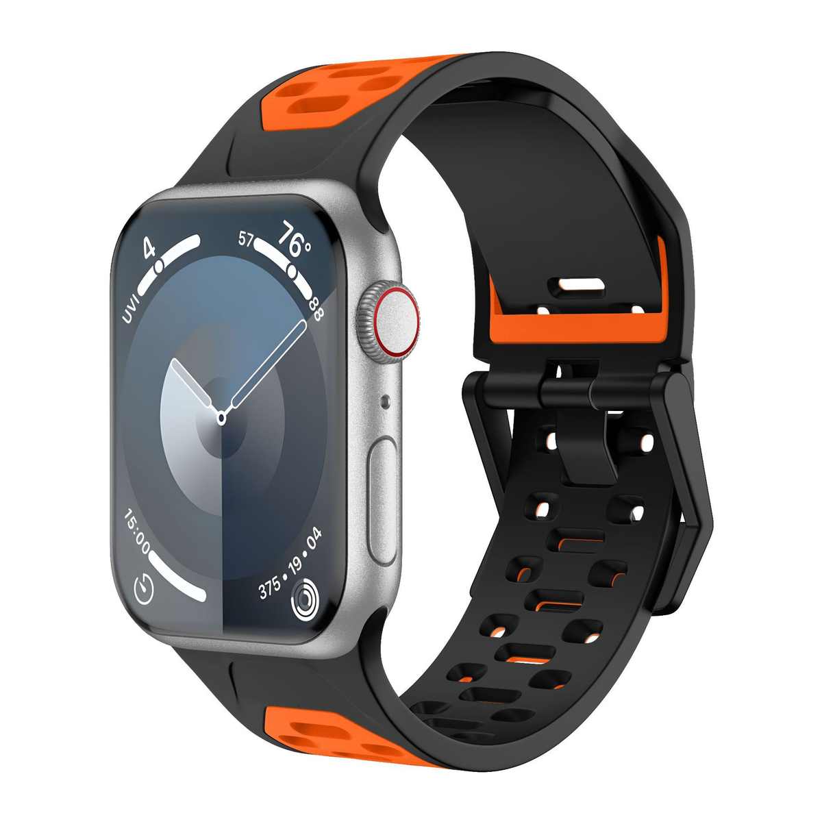 适用苹果表带iwatch ultra49mm硅胶表带运动风 iwatch8双色手表带