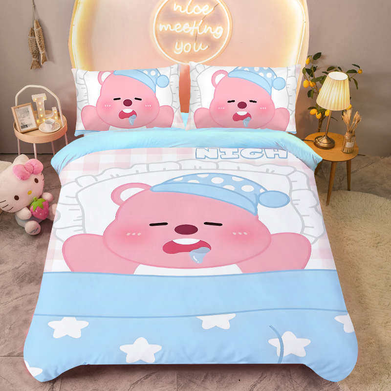 海狸三件套冬季露件套水晶四宿舍绒loopy学生儿童比卡通粉红加厚,床上用品,床品套件/四件套/多件套,淘宝优惠券,粉丝福利购,淘宝优惠卷