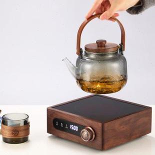 茶具套装 胡桃木煮茶壶煮茶器耐热玻璃烧水壶电陶炉煮茶炉2024新款