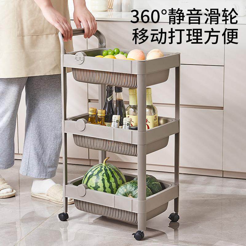 小推车带轮展示分层架一体家居桌面零食塑料置物架落地多层收纳架