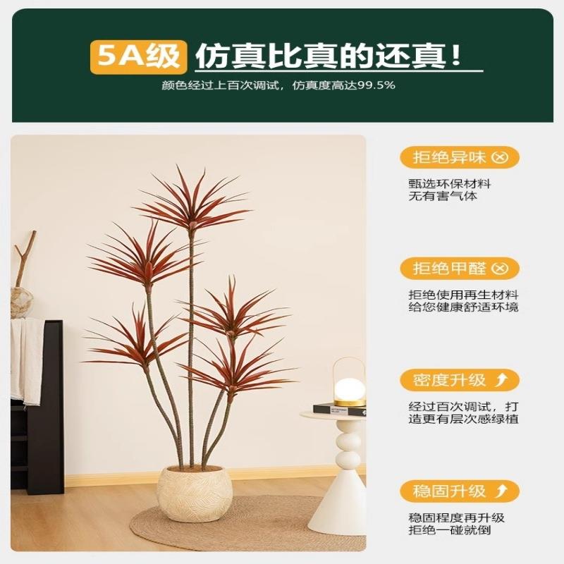 装假绿血植摆龙树轻奢仿真8.26红色植物高端室内客厅饰落地件大型