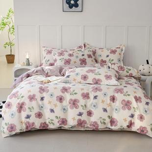 高档100%纯棉四件全棉套加床单被套春夏季 厚用简约大气1.5m2米床