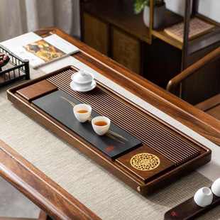 功夫茶海托盘茶具 实木茶盘家用干泡台乌金石电木办公室茶台排水式