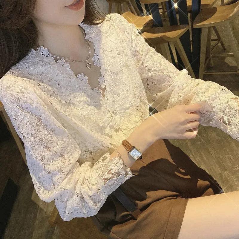 蕾丝打底衫女春秋内搭可外穿2025新款法式v领时尚洋气镂空上衣女