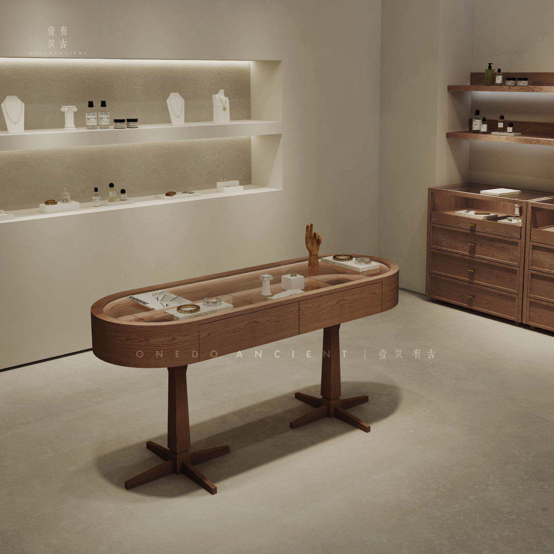 饰品首饰银饰柜珠宝陈列柜子时尚复古椭圆展示柜中岛精品柜台