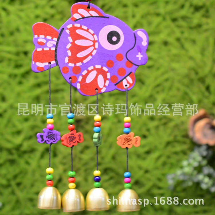 木板风铃 新款图案高清3D抽象金鱼酒吧客栈挂饰挂件风铃可定