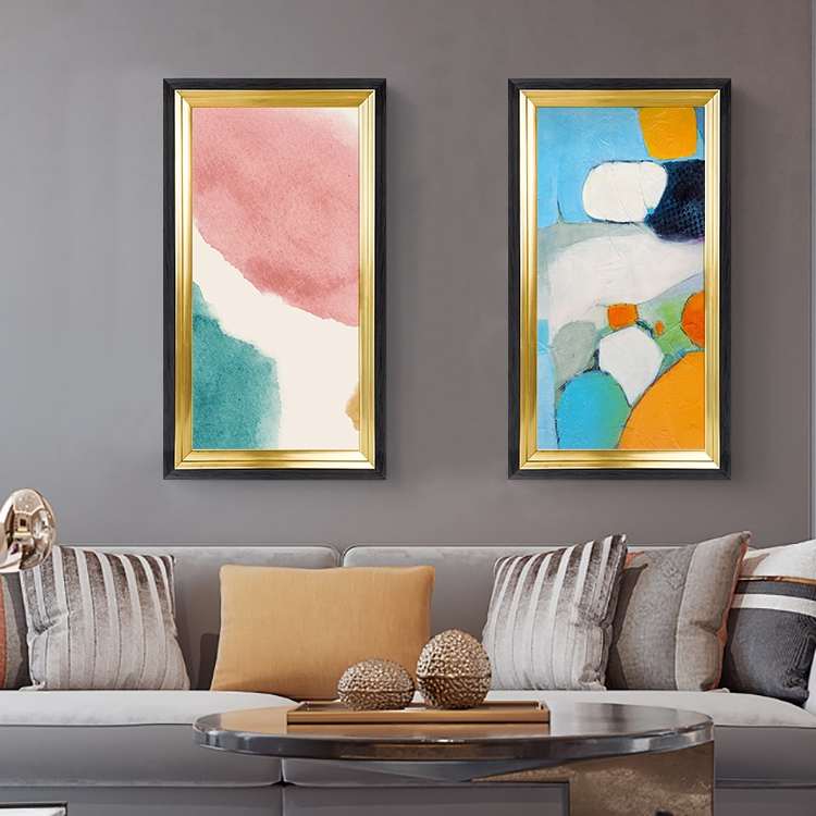 现代简约抽象色块客餐厅沙发背景墙壁挂画入户玄关卧室竖版装饰画图片