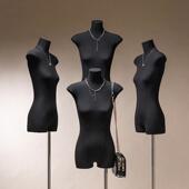 黑色扁身平胸模特道具女服装 店橱窗半身人偶假人体模特展示架全身