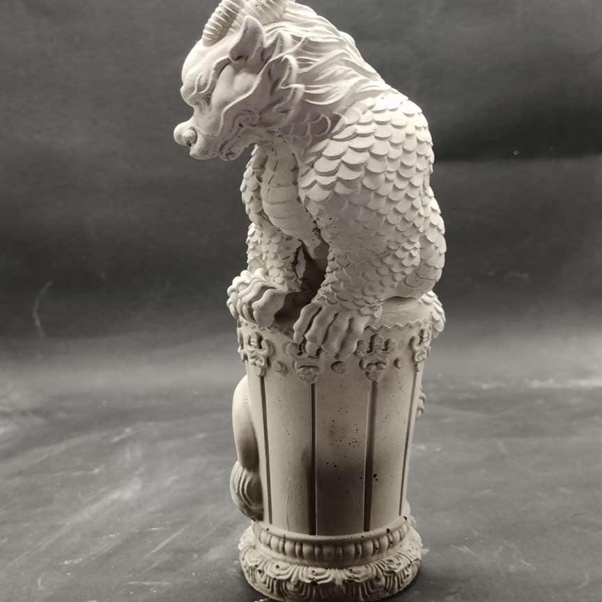 水泥制新中式国风盘龙鱼缸造景微景观家居玄关酒柜茶宠装饰摆件