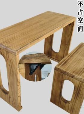 折叠古琴桌凳烧桐木琴桌国学书法茶桌凳简约仿古实木桌顺丰