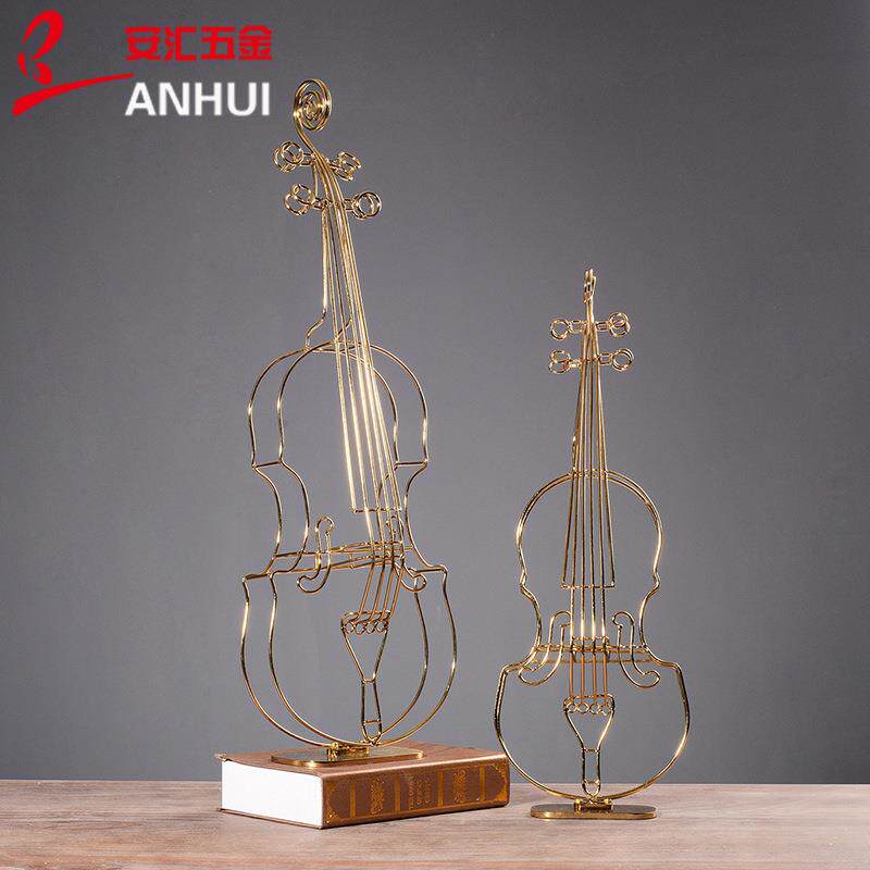 跨境欧式小提琴摆件高级感创意家居艺术金属装饰礼品工艺品厂