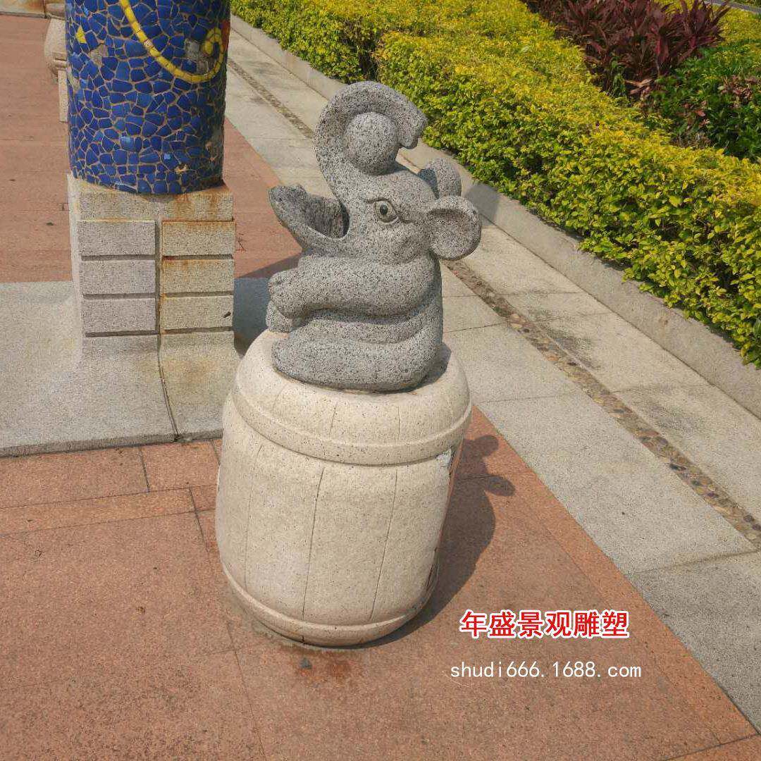 卡通青蛙造型垃圾箱园林景观石雕摆件 公园环卫垃圾桶大理石造景