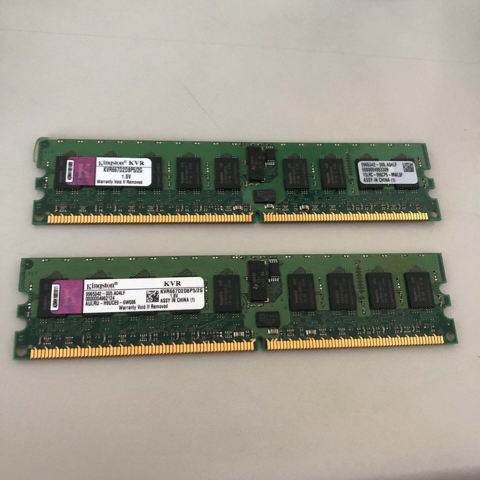 金士顿服务器内存KVR667D2D8P5/2G