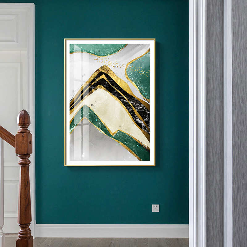 后现代金色抽象客厅装饰画轻奢美式餐厅壁画样板房背景墙简约挂画
